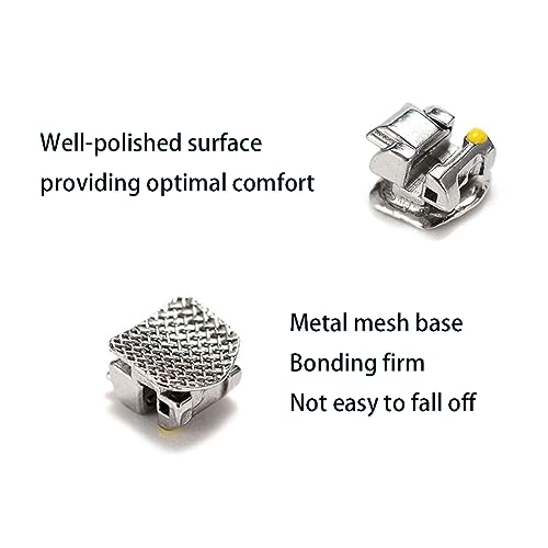 Dental Orthodontic Self-Ligating Metal Bracket Passive Dental Metal Braces with Open Tools Slot (ROTH 022 3 with HOOKS) ROTH 022 3 with HOOKS