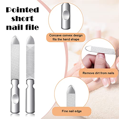 3 Pcs Stainless Steel Nail File Kit with Leather Case, Double Sided, Pink
