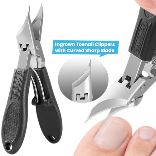 Toenail Clippers for Thick Toenails for Seniors, Angled Head Large Toe Nail Clippers for Thick Nails for Men, Heavy Duty Ingrown Toenail Clippers with Wide Jaw, Sharp Slanted Nail Cutter Black