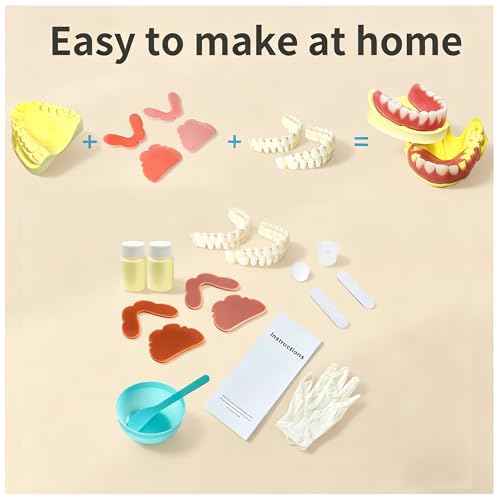 Dentures DIY Kit,Moldable Temporary False Teeth,at Home Partial Denture Kit for Upper & Lower,Fake Teeth,Men and Women
