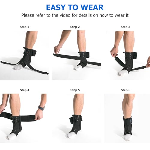 Doc Miller Lace Up Ankle Brace with Adjustable Straps for Men & Women Black Medium