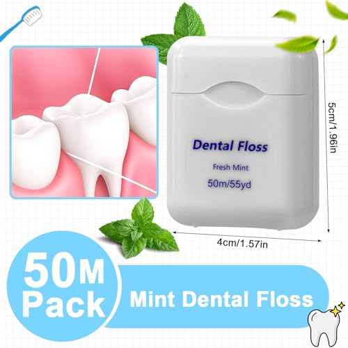 100 Pack Dental Floss Bulk Mint Flavored Floss Travel Oral Care Dental Floss for Adults Teeth and Gum Protection, Each 164 ft/ 50 Meters(White)