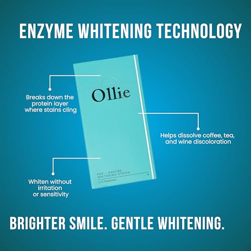 Ollie Enzy-Strips Teeth Whitening Strips, Peroxide Free, 28 Count