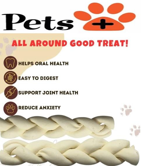 Pets Plus Premium Dog Treats – 3-Pack Braided Cheek Collagen Sticks for Dogs – Long-Lasting, Natural, High Protein Chew – Rawhide Alternative for Medium & Large Dogs 1 Ounce (Pack of 1)