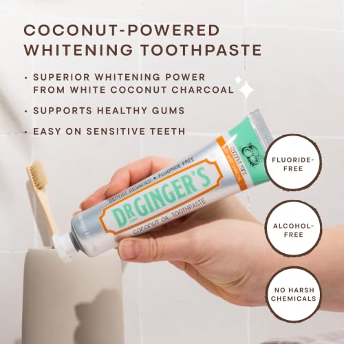 Dr. Ginger’s Whitening Toothpaste, White Coconut Charcoal, 4 oz, 2 Pack