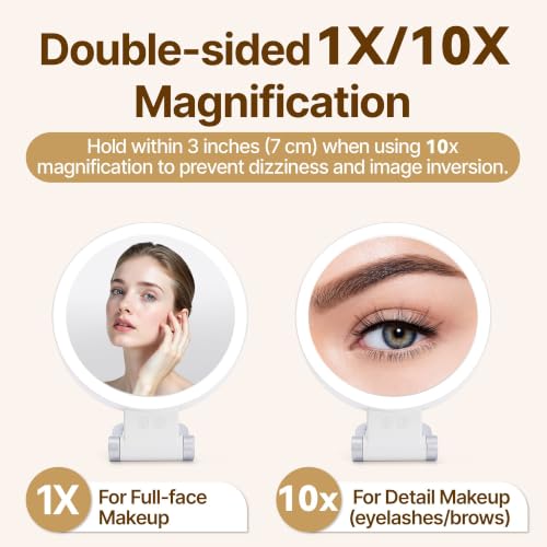 Lighted Makeup Mirror with 1X/10X Magnification, Double-Sided