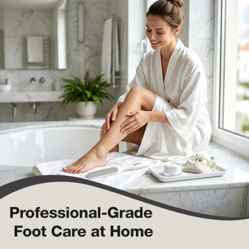 Double-Sided Nickel Foot File, Callus Remover Pedicure Exfoliator (White) White