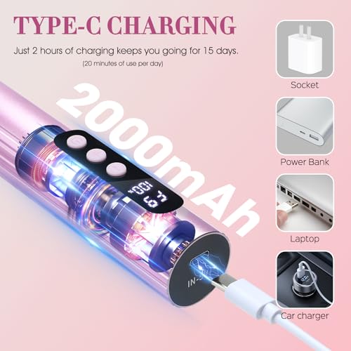 Electric Foot Callus Remover, 2 in 1 Callus Remover for Feet, 9 Adjustable Speeds with Sandpaper Disk and Nail Drill Bits, Digital Display, Rechargeable Pedicure Tools for Dead Skin(Pink) Pink