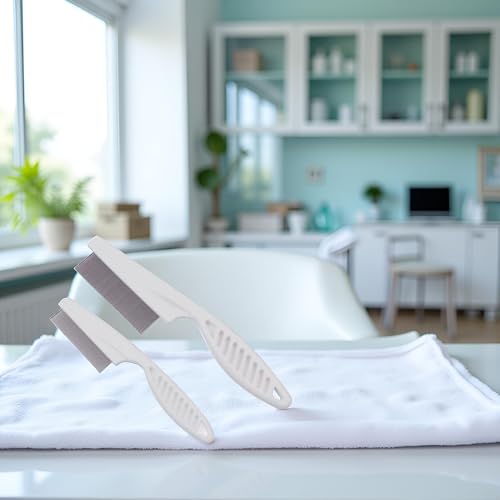 2Pcs White Long Handle Metal Hair Nit Comb Remove Head Nits Nit Comb For Pets Kids And Adults Lice Treatments (14cm, 18cm)，Lice Treatments，Lice Combs