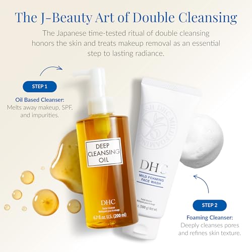 DHC Deep Cleansing Oil, Makeup Remover, Gentle Oil Cleanser, 6.7oz + 1oz Unscented 7.7 Fl Oz (Pack of 2)