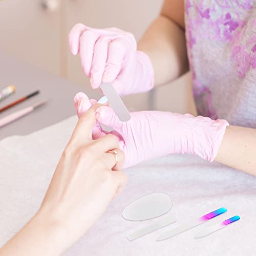 Zhehao 6 Pcs Glass Nail File and Nail Shiner Set Manicure, Rose Red