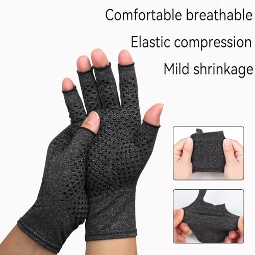 2 Pairs Bamboo Compression Gloves - Bamboo Arthritis Gloves for Men Women - Compression Glove for Arthritis Gray-2 Pairs Medium