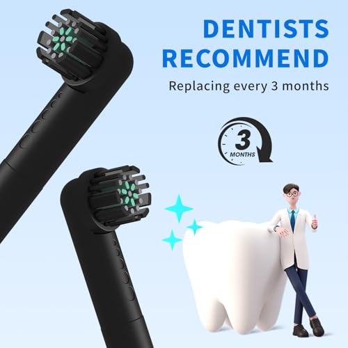 Toothbrush Replacement Heads for Quip 360 Oscillating Electric Toothbrush Black
