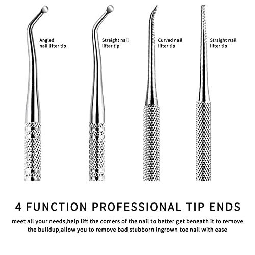 3PCS Ingrown Toenail Tools Stainless Steel Ingrown Toenail File and Lifter Double Sided with Storage Case