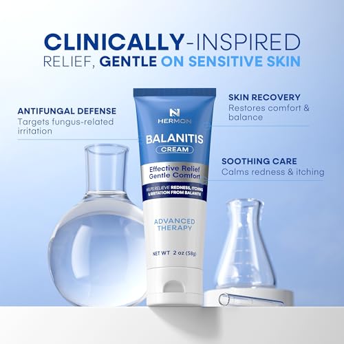 Hermon Balanitis Treatment for Men Relief Kit: Soothing Cream 2oz & Clotrimazole 1% Cleansing Soap 4oz – Helps Relieve Redness, Itching & Irritation – Gentle Care for Sensitive Areas