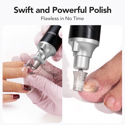 Litbear Electric Nail Drill File for Hand Feet Care, 15 Speed Professional Nail Grinder for Thick Toenails, Cordless Pedicure Manicure Set for Women Men Senior, Home Salon Use (Black) Black