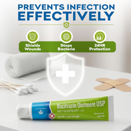 Bacitracin Antibiotic Ointment with Zinc USP - 1 oz Topical Antibiotic First Aid Ointment - Helps Prevent Infection in Minor Cuts, Scrapes, and Burns 1 Pack