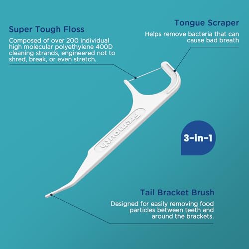 Fremouth 3-in-1 Braces Flossers - Orthodontic Dental Floss Picks, 300 Count 1 Count (Pack of 300)
