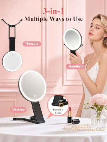 30X/1X Makeup Magnifying Mirror with Lights, 6inch Double-Sided LED Mirror [30x]black