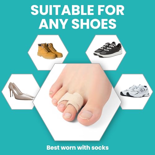 Promifun 10 Pack Fabric Hammer Toe Corrector, Reusable Broken Toe Protectors Taped Wraps, Hammertoe Straightener, Toe Splint for Broken Toe, Crooked Toes, Bent Toes （Brown 5L+5S） Brown Multi-Size(10 Pack)