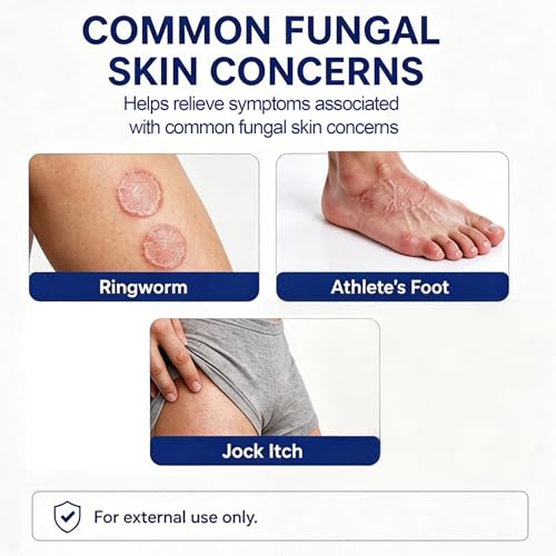 Antifungal Cream for Athletes Foot Jock Itch Ringworm Seborrheic Dermatitis Folliculitis Tinea Miconazole 2% Skin Fungus Relief Anti Fungal Athletes Foot Treatment for Humans 3.4 oz, 100g