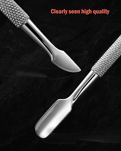 BEZOX Cuticle Pusher - Stainless Steel Cuticle Stick & UV Gel Nail Polish Remover Tool - Professional Double-Ended Cuticle Trimmer Manicure Tool for Healthy and Beautiful Nails