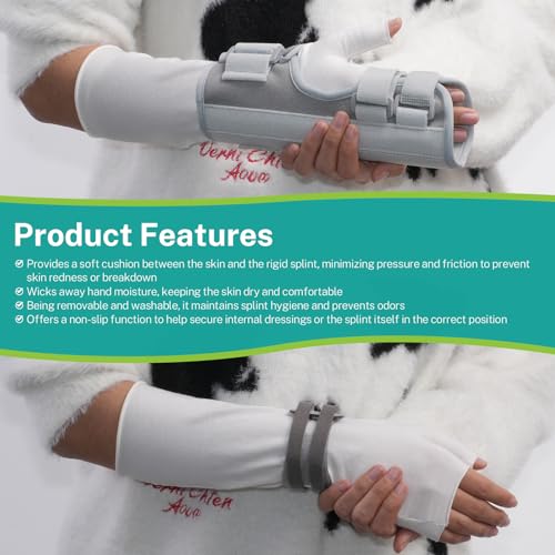 lefeke Hand Socks for Splint – Soft and Breathable, Hand and Wrist Brace Liner, Thumb Splint Cover, Arm Sleeve for Skin Protection & Comfort, Washable & Reusable Fits Most 10