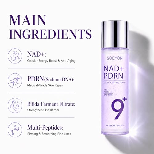 NAD+PDRN Glow Brightening Toner, NAD+PDRN Face Toner, Deeply moisturizes and brightens the Skin, Hydrating Facial Toner for All Skin Types, 5.07 FL OZ, 1 PCS 1pcs 5.07 Fl Oz (Pack of 1)