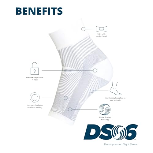 OS1st DS6 Decompression Sleeve – Single Sleeve for Resting Therapy – Moderate to Severe Plantar Fasciitis Relief, Achilles Tendonitis, Heel Pain & Foot Drop Support – Comfortable Night Splint Sock for Men & Women Small