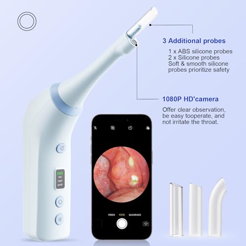 Electronic Tonsil Stone Remover with Camera, Tonsil Stone Removal Kit, 3 Suction Levels, Tonsil Stone Vacuum, Oral Care for Mouth Health, USB Rechargeable(Blue)