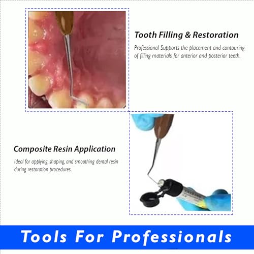 Dental Composite Placement Filling Instruments Set – Silicone Handle Restoration Plugger/Spatula – Resin Application & Tooth Restoration Kit 10 Pcs