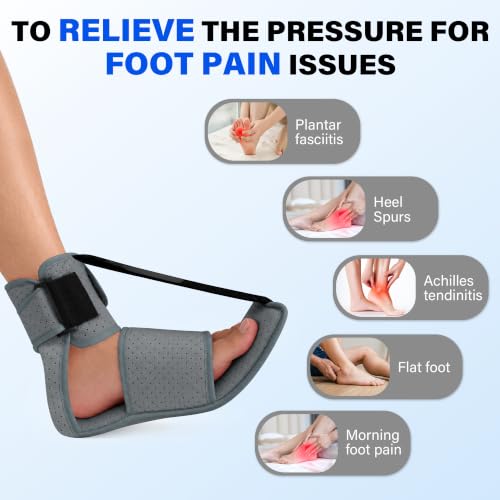SPRING SEAON Adjustable Plantar Fasciitis Night Splint with Dorsal Support Grey