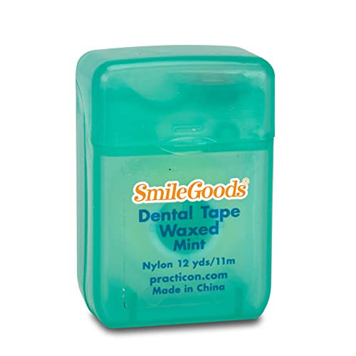 SmileGoods Mint Waxed 12 Yard Dental Tape, Shred Resistant Nylon Tape Floss, Mini Sample Size for Giveaways, Travel, Kids, Adults, Patients, Bulk Pack of 72
