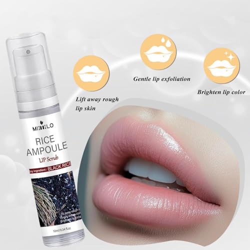 Black and White Rice Ampoule Lip Scrub and Oil Set, Rice Ampoule Duo Lip Exfoliator Solution, Hydrating Lip Oil for Softer & Smoother lips