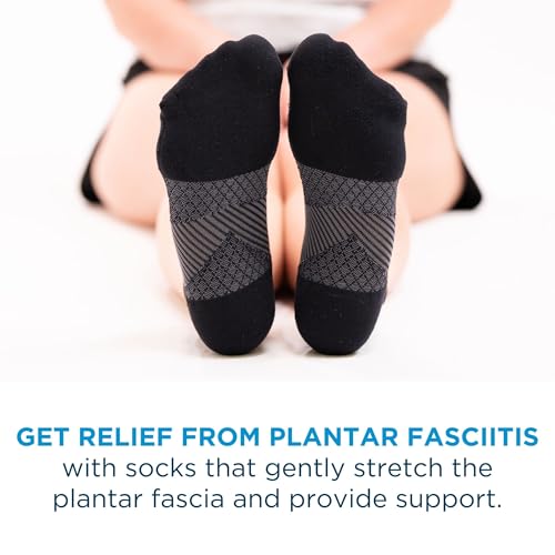 OrthoSleeve FS4 Orthotic Plantar Fasciitis Socks For Men & Women, Compression Socks for Plantar Fasciitis Relief & Achilles Tendonitis Support (White No-Show, Medium) White No-Show