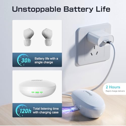 JINGHAO Rechargeable Digital Hearing Aids for Seniors Adults In-Ear Discreet Design, In-Ear Touch Control Automatic Noise Cancellation, Volume Levels, 4 Scene Modes, 120H Long Battery
