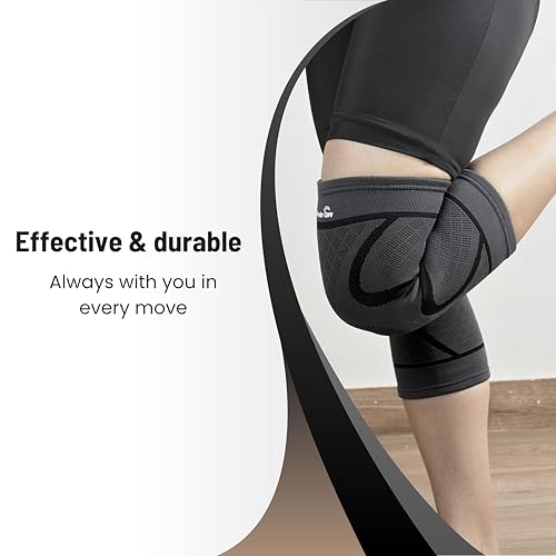 Wonder Care pack of 2 Knee Sleeve Knee Brace Compression Knee Sleeve For Men And Women Knee Support Running Knee Sleeve Workout Knee Sleeve Gym Hiking Sports Running Gym X-Large (20-22)inch Grey&Black