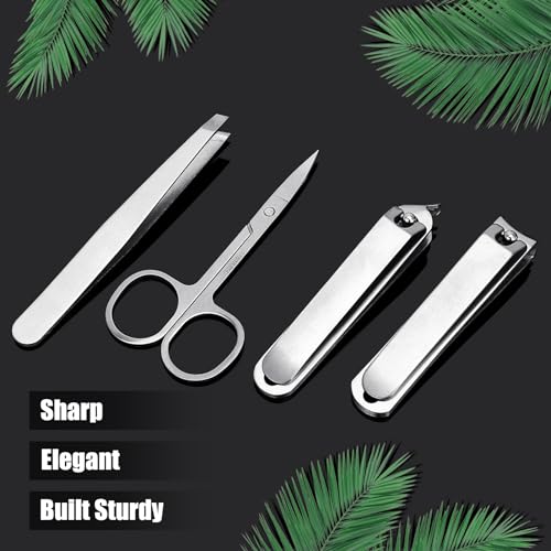 Professional Manicure Set for Fathers - Heavy Duty Stainless Steel 9 Piece Men Pedicure Tools Kit with Brown Leather Case,Gift for Grandpa Dad Husband