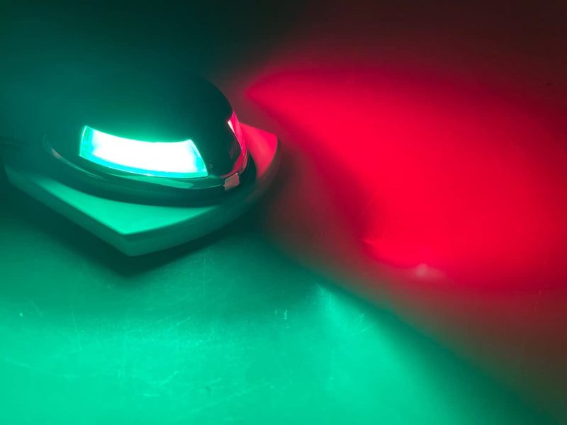 Pactrade Marine Boat Horizontal Mount SS304 Navigation Light 1NM LED Green Starboard Red Port 50LM Light 12m 225 Degrees DC10-30V/2W 2 Types of Mounting Stainless Steel Housing