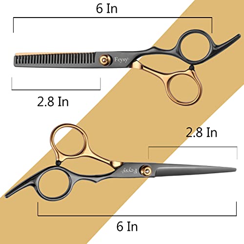 Fcysy Professional Hair Cutting Scissors Thinning Shears Kit, Barber Haircut Shears Texturizing Scissors Set, Hair Trimming Salon Blending Shears Kit for Women Men 12pcs Goldblack