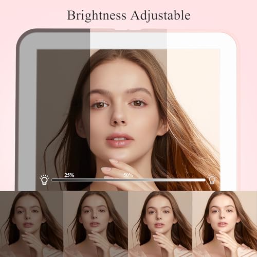 FUNTOUCH Rechargeable Travel Makeup Mirror with 72 Led Lights Pink