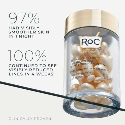 RoC Retinol Correxion Anti-Aging Wrinkle Night Serum Capsules, 30 count 1 Count