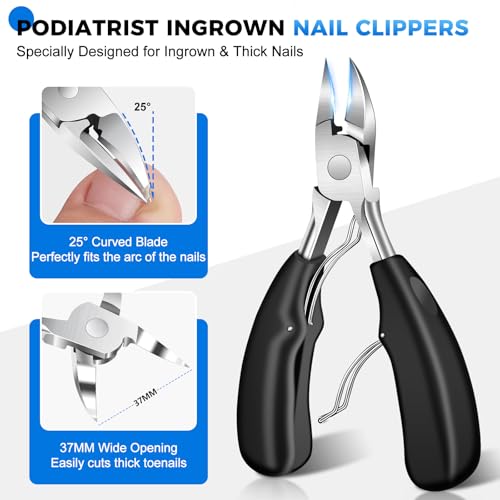 Long Handle Ingrown Toenail Clippers for Seniors Thick Toenails, 2026 Angled Large Toe Nail Clippers for Thick Nails with Wide Opening, Heavy Duty Large Nail Clippers for Men Women Adults with Catcher