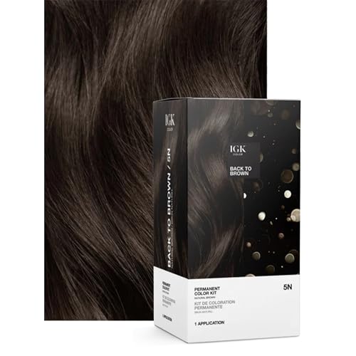IGK Permanent Hair Dye Color Kit, Back to Brown 5N, 100% Gray Coverage Natural Brown 4.75 Ounce (Pack of 1) Permanent Color Kit