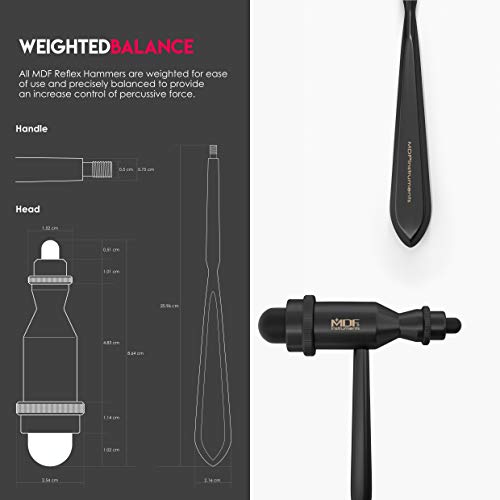 MDF Instruments Tromner Neurological Reflex Hammer with Pointed Tip Handle for cutaneous and Superficial responses with MDF LUMiNiX Illuminator Medical Professional Diagnostic Penlight