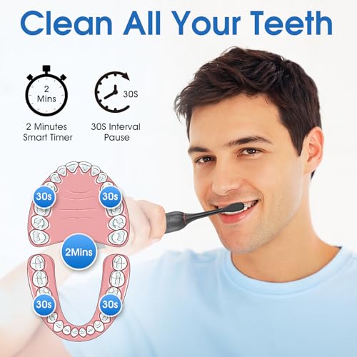 Electric Toothbrush, 40000 VPM Sonic Type for Adults & Teens, Black