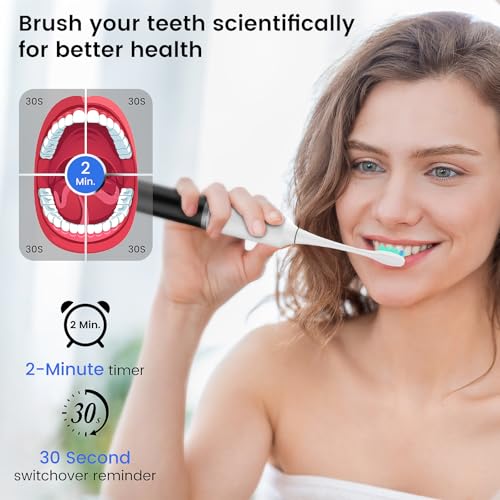 Phisco Sonicare Electric Toothbrush for Adults: 2 Brush Head&Travel Case