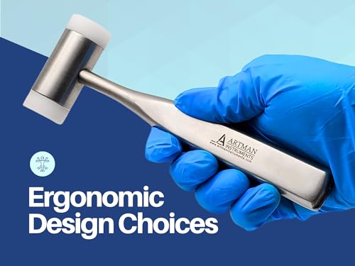 ARTMAN INSTRUMENTS Surgical Mallet - Implant Surgical Hammer with Teflon-Capped Ends, Ergonomic 6.5" Handle, Autoclavable for Sinus Lift, Osteotomes, and Bone Spreader