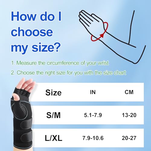 CHIYAN Carpal Tunnel Wrist Brace with Copper Arthritis Glove, Left and Right Hand Wrist Support for Day Night - LXL