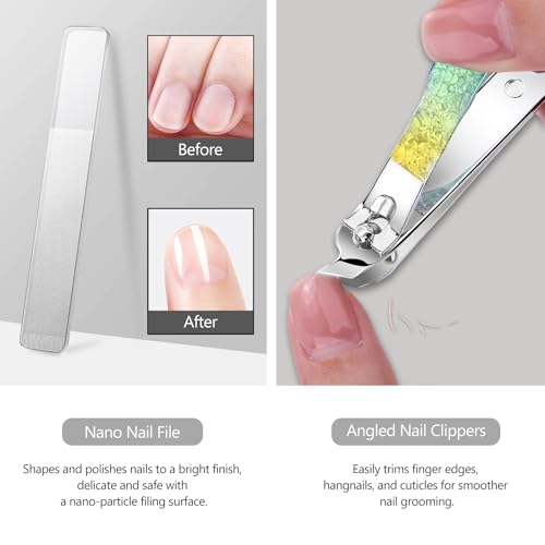4 Pcs Stainless Steel Nail Clippers Manicure Set, Portable Beauty Tool Professional Grooming Kits, Travel Nail Kit for Men and Women Green